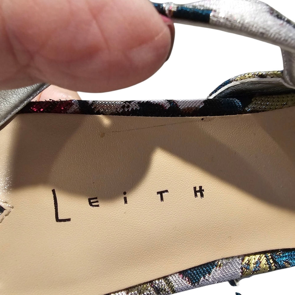 Leith Floral pointed toe shiny slingback Kitten Heels Women's Size 65 M - Picture 5 of 9